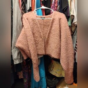 Wild Fable Fuzzy Pink Cardigan And Skirt SET